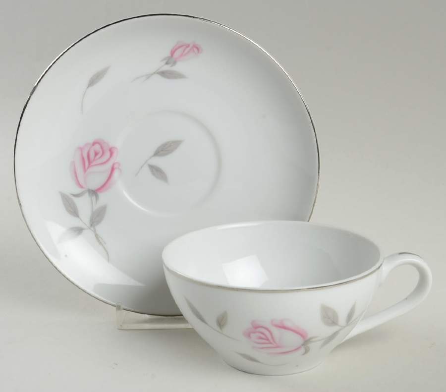 Argent Rose Flat Cup & Saucer Set by Gambles Import-1