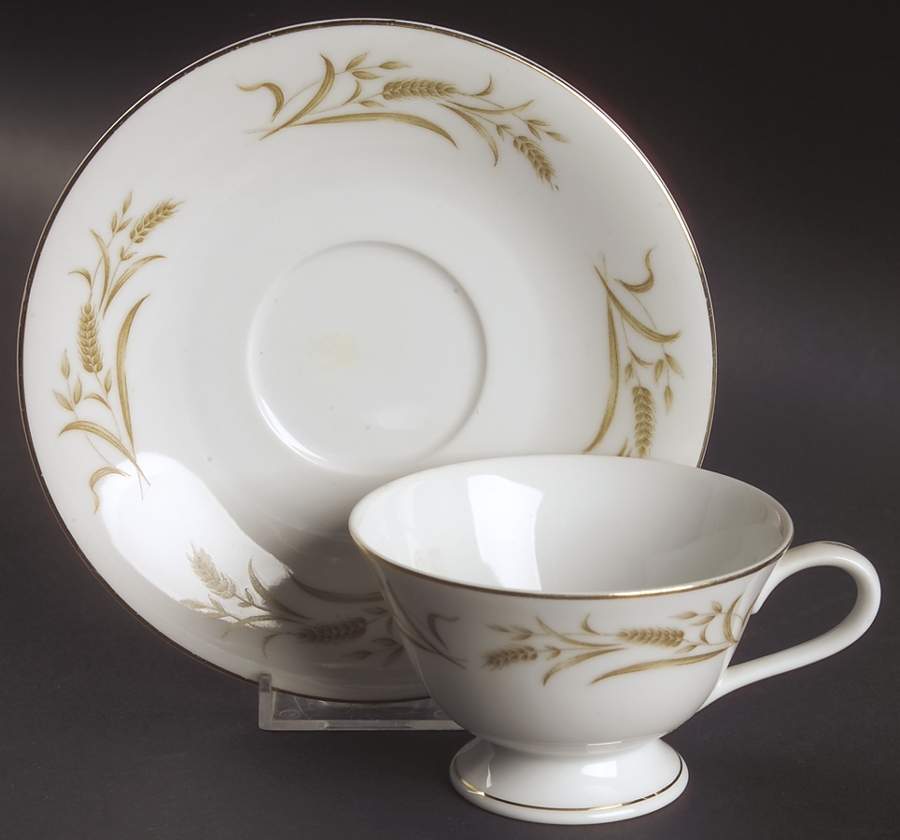 Golden Wheat (Gold Trim) Footed Cup & Saucer Set by Gambles Import-1