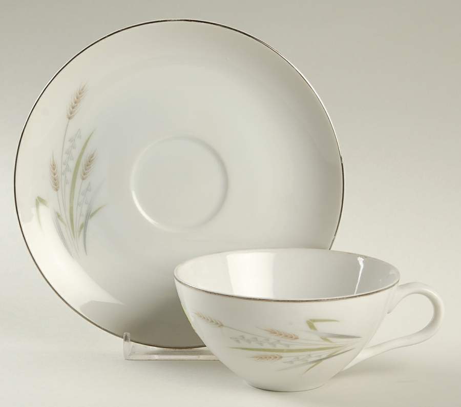 Wintry Wheat Flat Cup & Saucer Set by Gambles Import-1