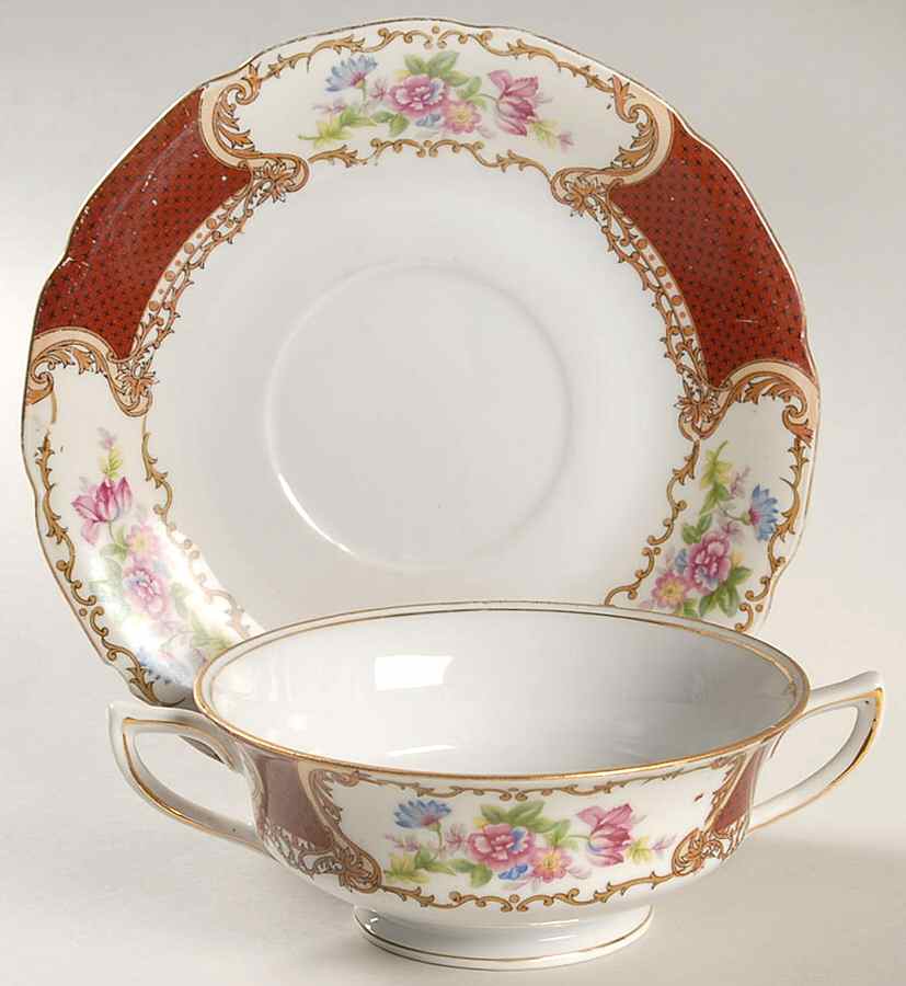 GCA3 Footed Cream Soup Bowl & Saucer Set by Gold Castle-1