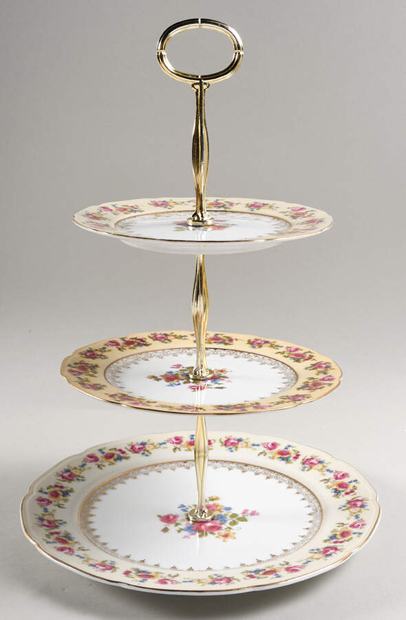 Hostess 13 7/8"-14 1/4" 3-Tiered Serving Tray(DP,SP,BB) HC by Gold Castle-1