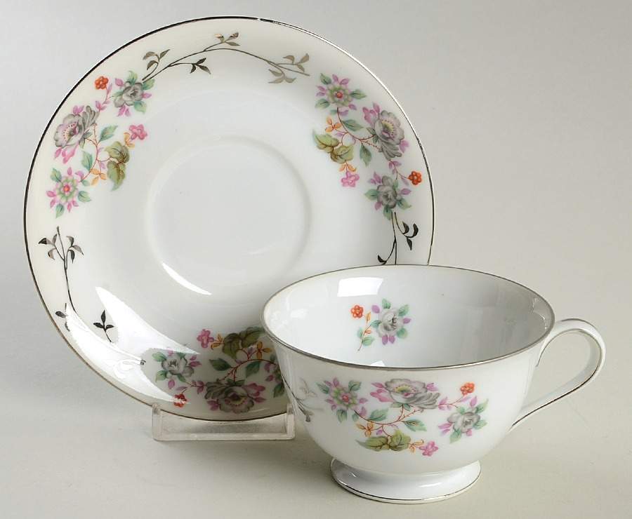 Floral Footed Cup & Saucer Set by Gold Coast-1