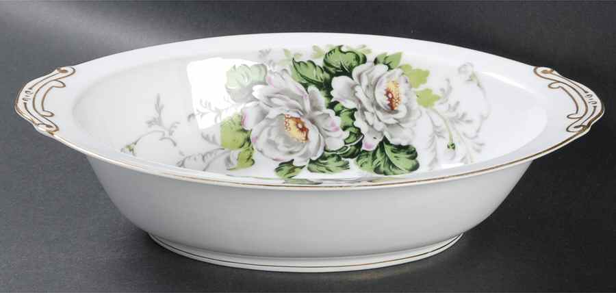 White Dahlia 10" Oval Vegetable Bowl by Gold Coast-1