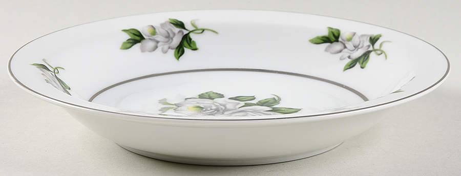 White Rose Rim Soup Bowl by Gold Coast-1