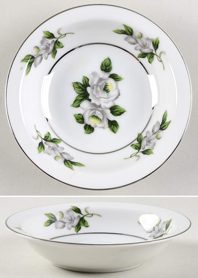 White Rose Rim Fruit/Dessert (Sauce) Bowl by Gold Coast-1