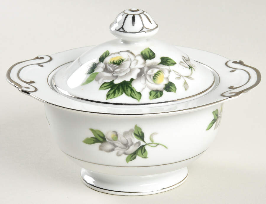 White Rose Sugar Bowl & Lid by Gold Coast-1