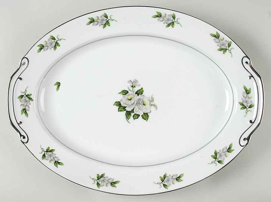 White Rose 16" Oval Serving Platter by Gold Coast-1