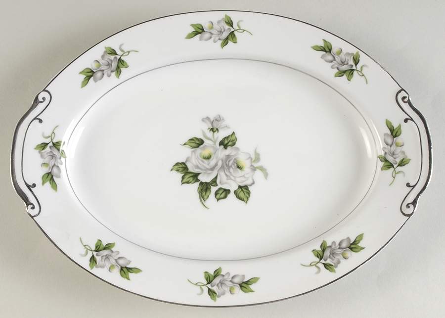 White Rose 12" Oval Serving Platter by Gold Coast-1