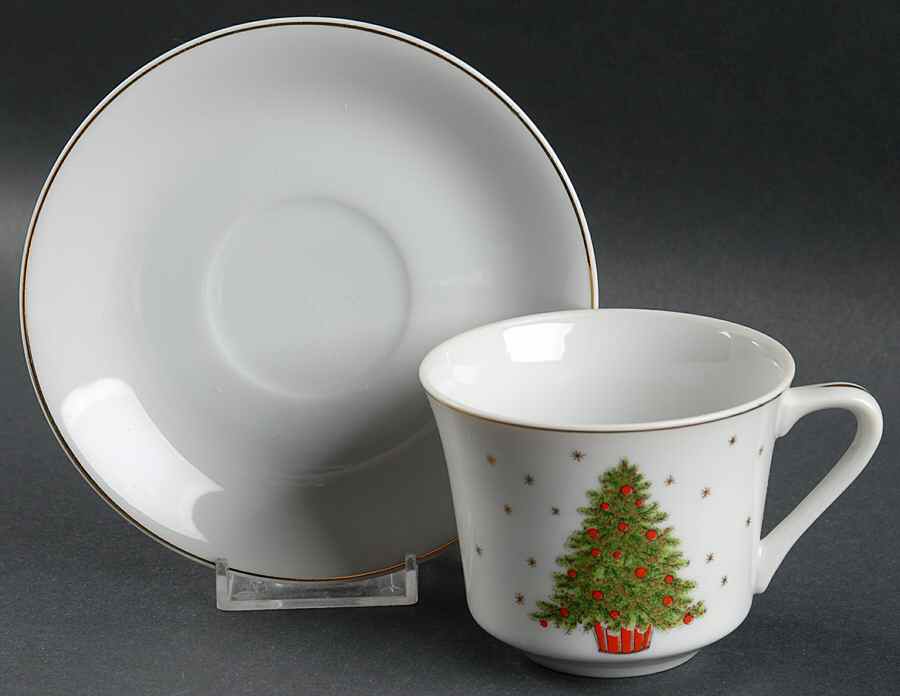 Christmas Tree (Smooth) Flat Cup & Saucer Set by George Good-1