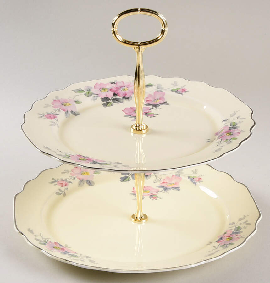 Blossoms 6 5/8"-10"  2 Tiered Serving Tray (Dp, Sp) HC by WS George-1