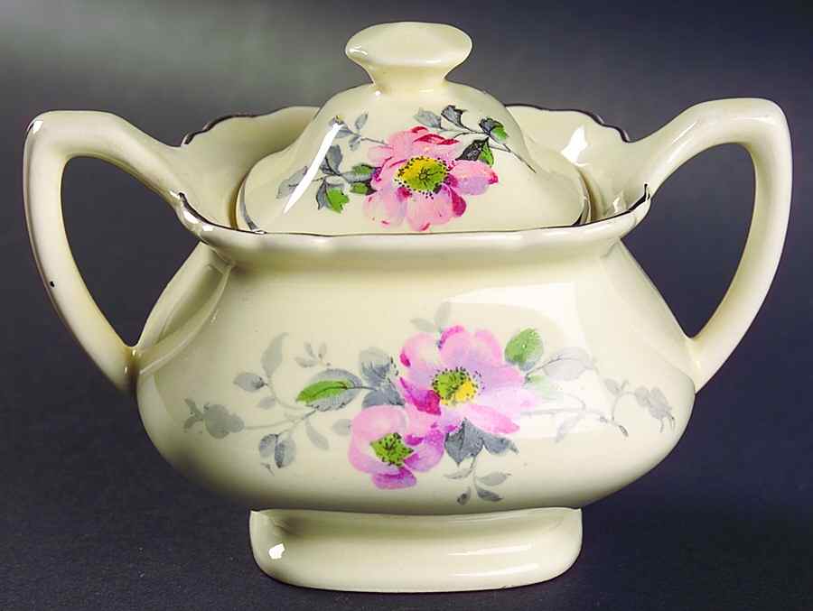 Blossoms Sugar Bowl & Lid by WS George-1
