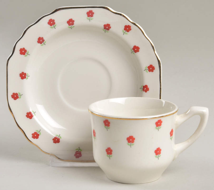 Blushing Rose Dalrymple (Lido) Flat Demitasse Cup & Saucer Set by WS George-1
