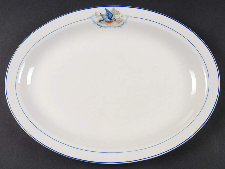 Bluebird 13" Oval Serving Platter by WS George-1