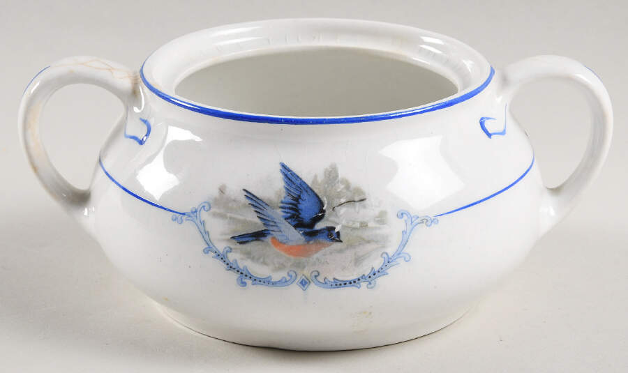 Bluebird Sugar Bowl No Lid by WS George-1