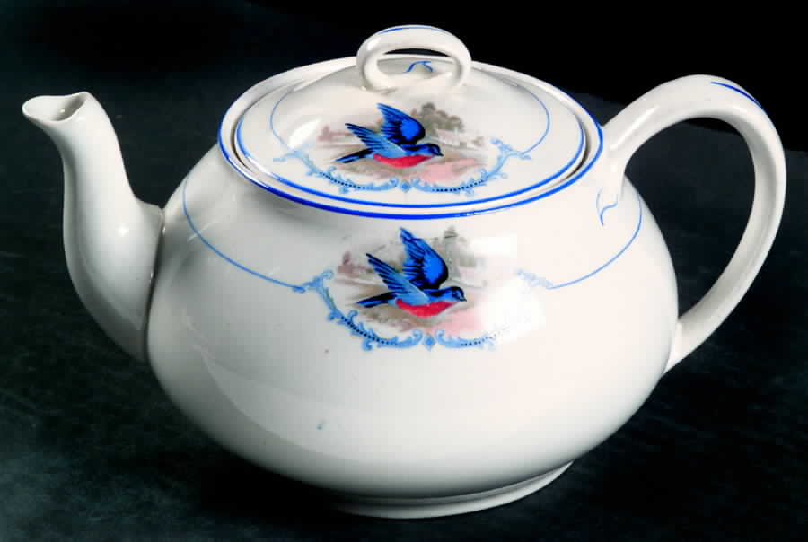 Bluebird Teapot & Lid by WS George-1