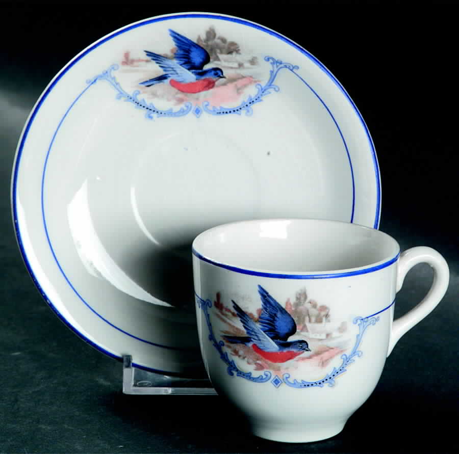 Bluebird Flat Demitasse Cup & Saucer Set by WS George-1