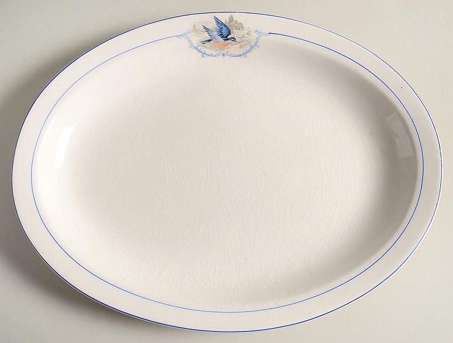 Bluebird 12" Oval Serving Platter by WS George-1