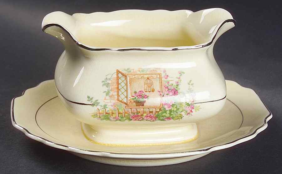 Breakfast Nook Gravy Boat with Attached Underplate by WS George-1