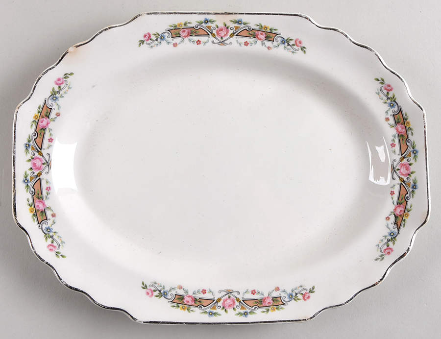 Flower Rim 10" Oval Serving Platter by WS George-1