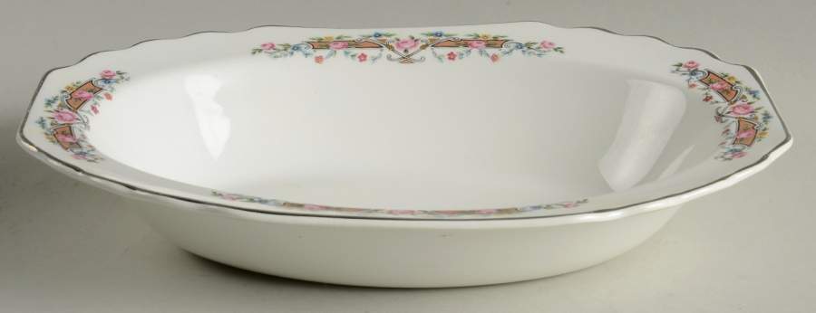 Flower Rim 9" Oval Vegetable Bowl by WS George-1