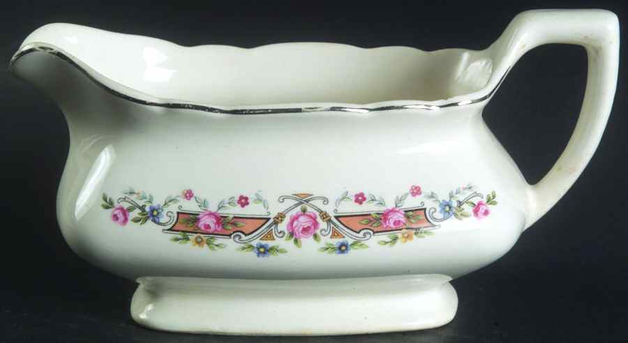 Flower Rim Gravy Boat by WS George-1
