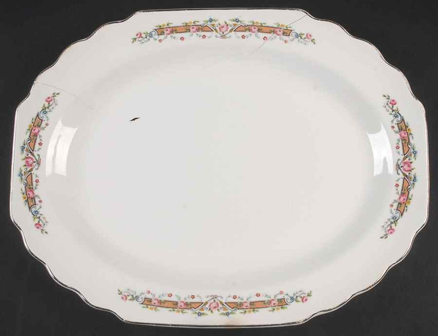 Flower Rim 13" Oval Serving Platter by WS George-1