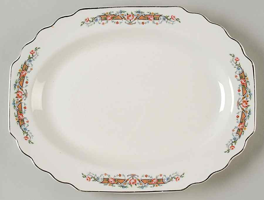 Flower Rim 11" Oval Serving Platter by WS George-1