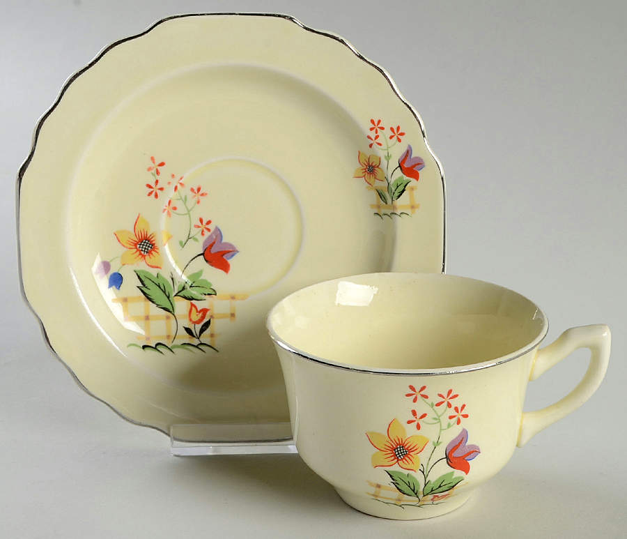 Gaylea (Lido, Canarytone) Flat Cup & Saucer Set by WS George-1