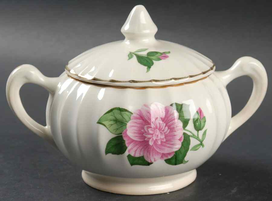 Camellia Sugar Bowl & Lid by WS George-1