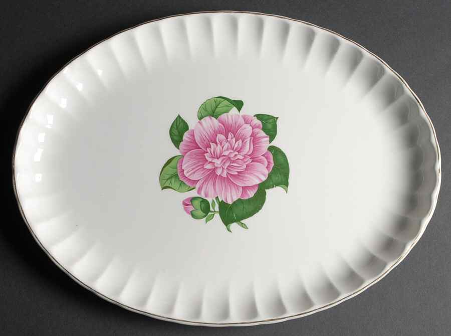 Camellia 15" Oval Serving Platter by WS George-1