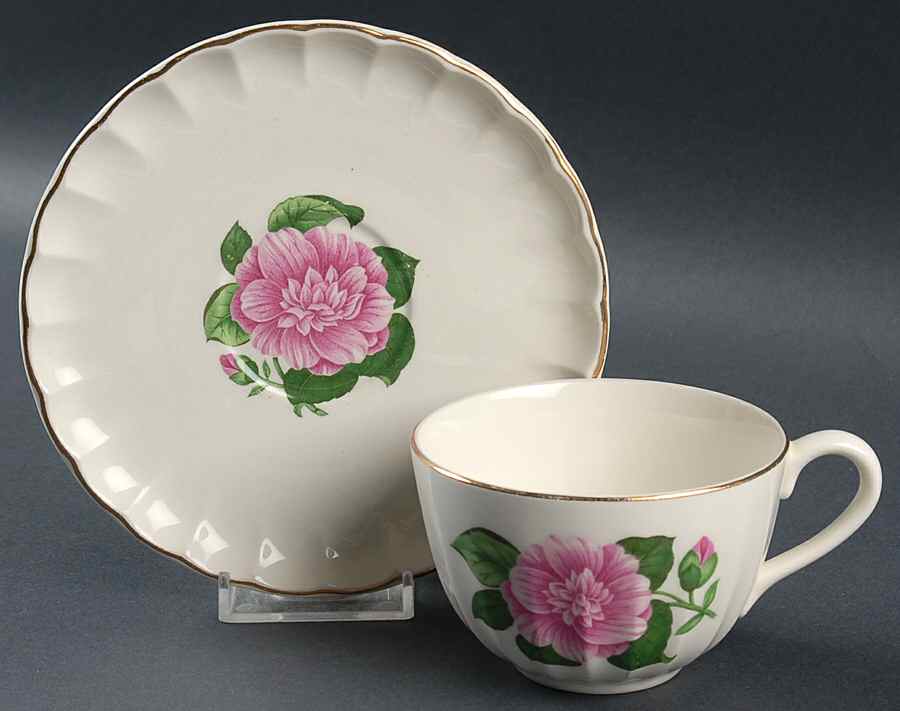 Camellia Flat Cup & Saucer Set by WS George-1