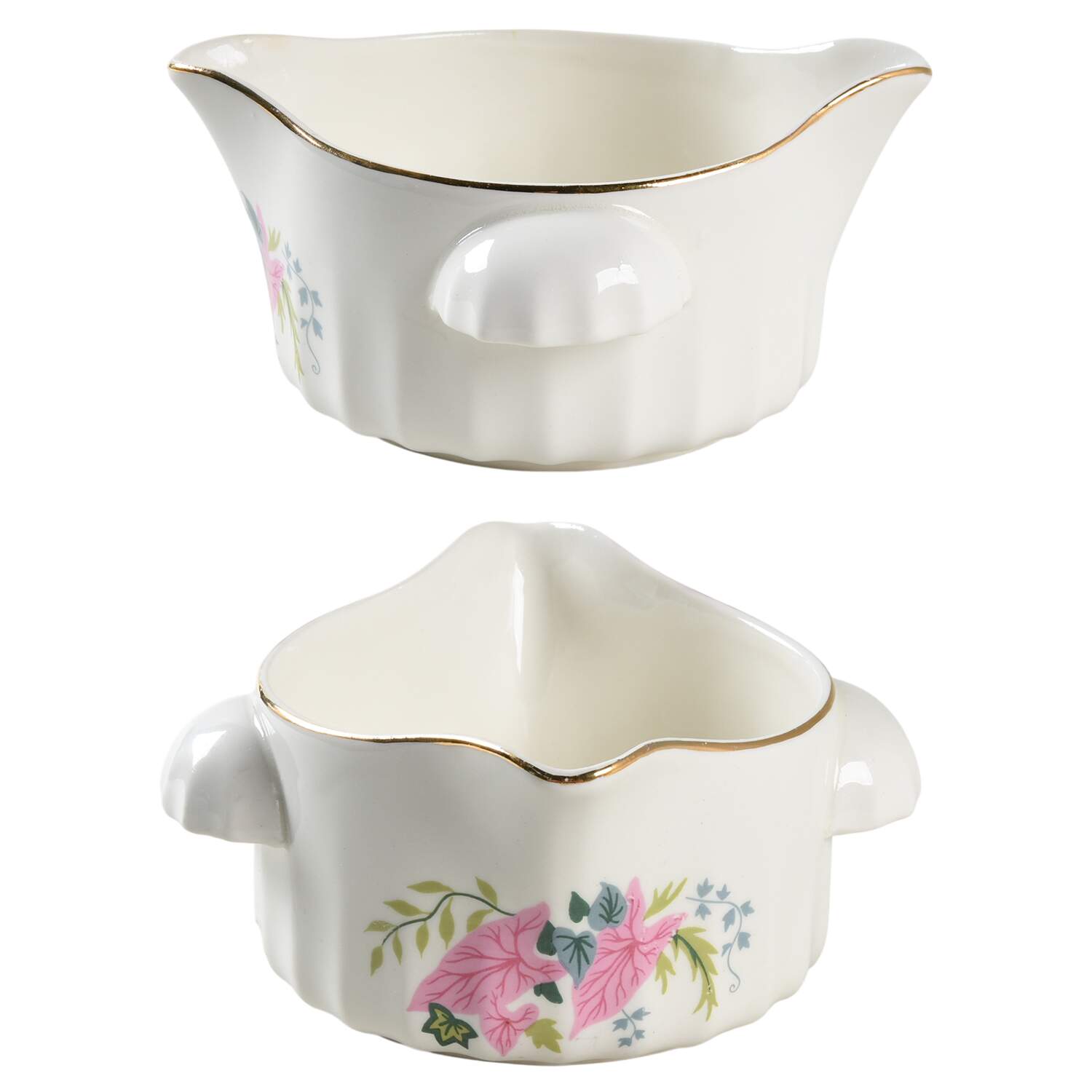 Pink Caladiums Gravy Boat by WS George-1