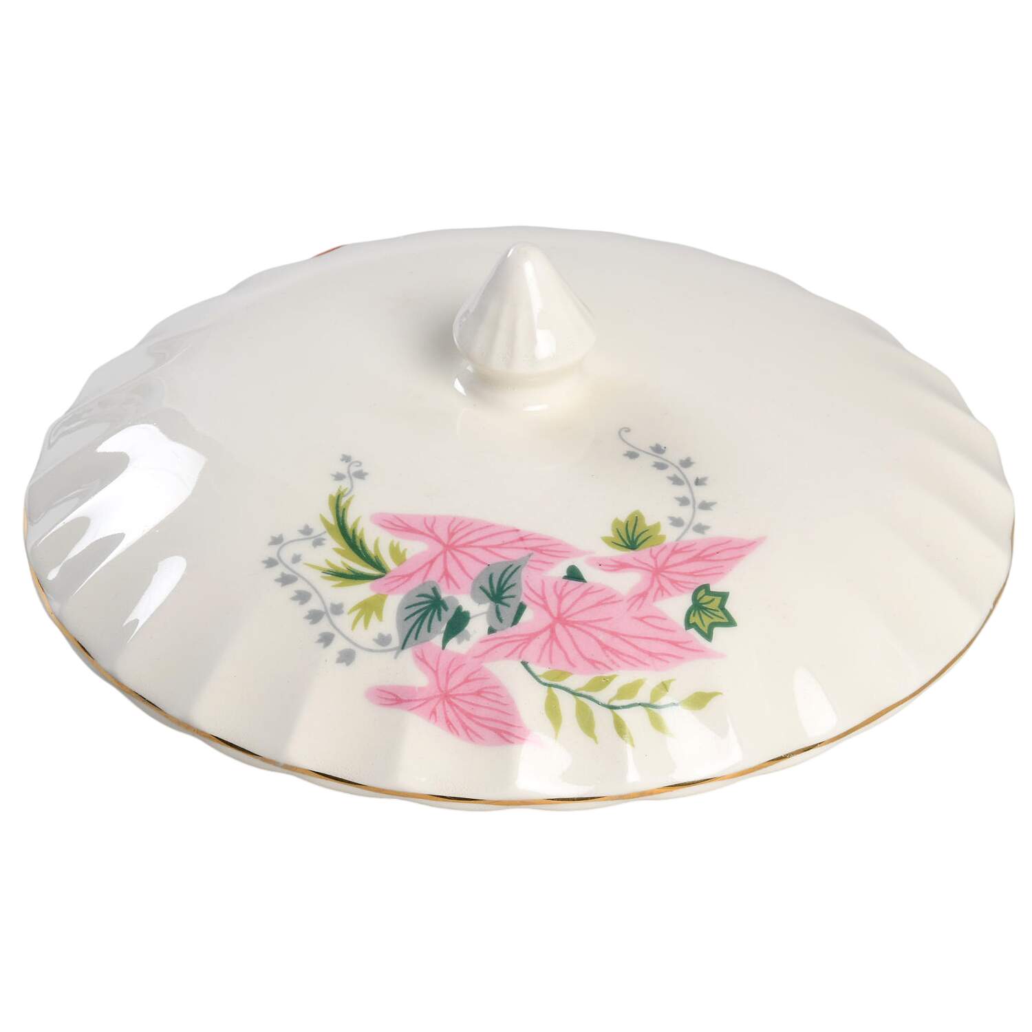 Pink Caladiums Lid for Round Vegetable by WS George-1