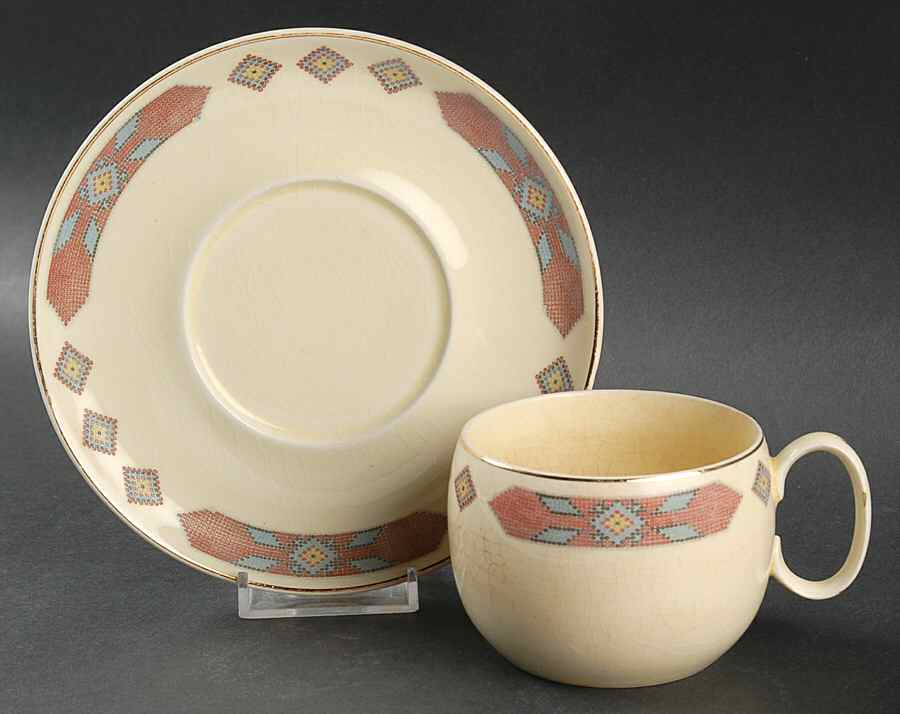 Iroquois Red Flat Cup & Saucer Set by WS George-1