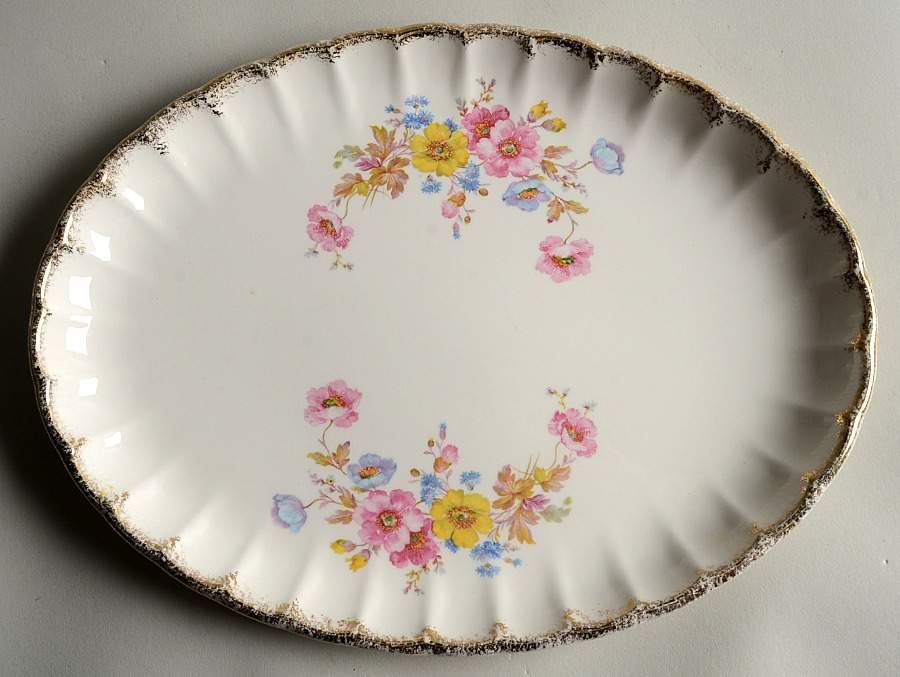 Mayfair (Bolero, Brushed Gold Trim) 11" Oval Serving Platter by WS George-1