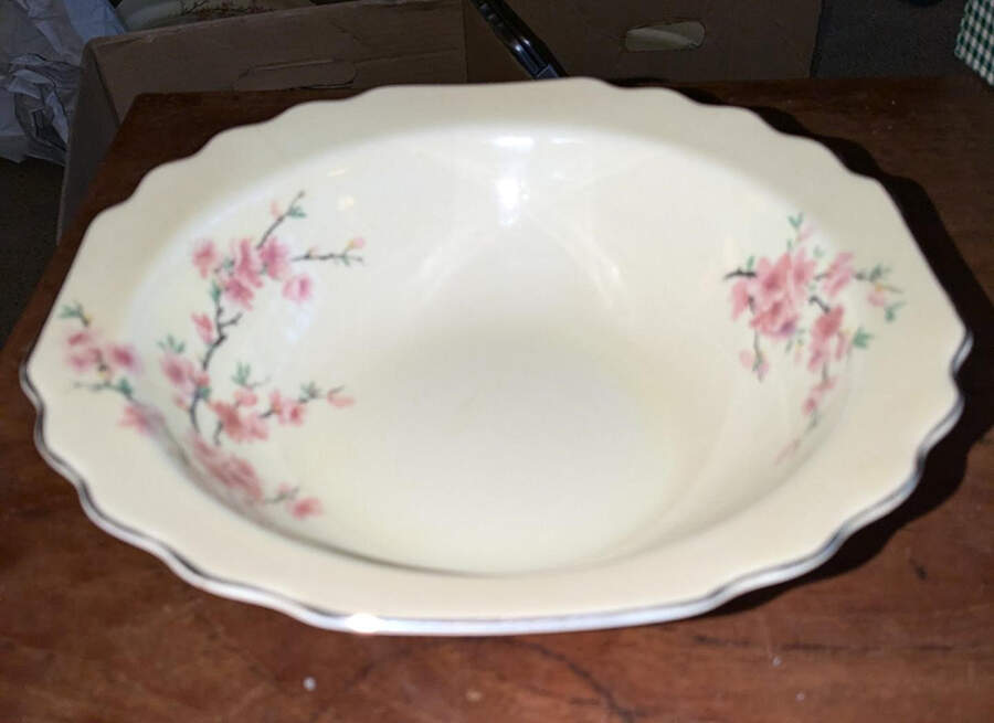 Peach Blossom (Lido, Cream, Platinum) 8" Round Vegetable Bowl by WS George-1