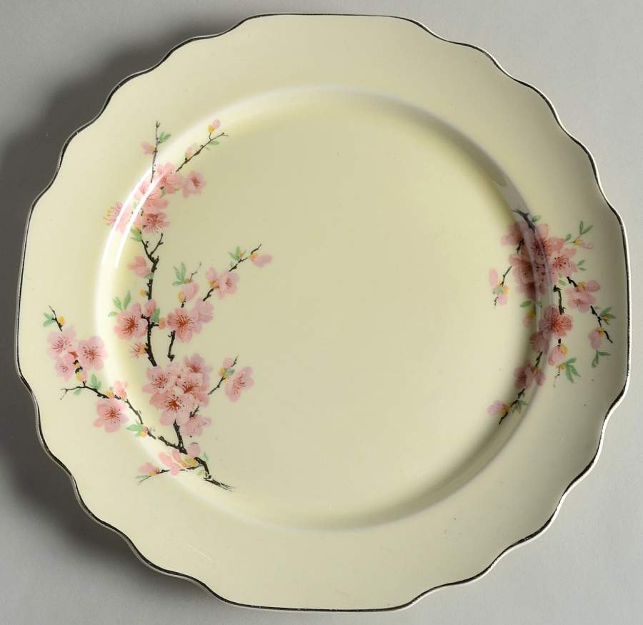 Peach Blossom (Lido, Cream, Platinum) Luncheon Plate by WS George-1