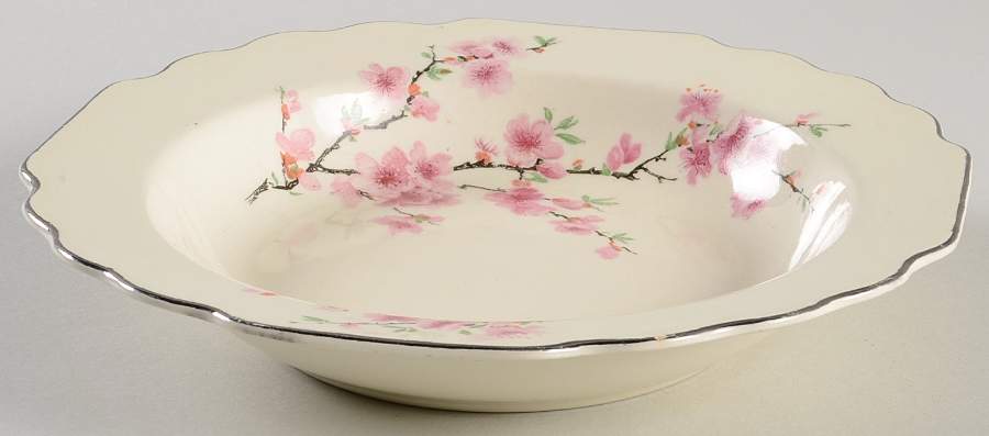 Peach Blossom (Lido, Cream, Platinum) Rim Soup Bowl by WS George-1