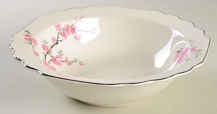 Peach Blossom (Lido, Cream, Platinum) 9" Round Vegetable Bowl by WS George-1