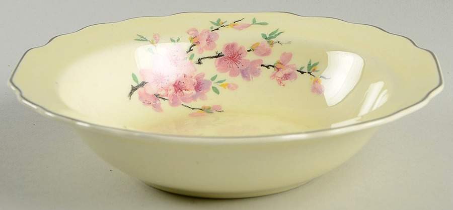Peach Blossom (Lido, Cream, Platinum) Rim Cereal Bowl by WS George-1