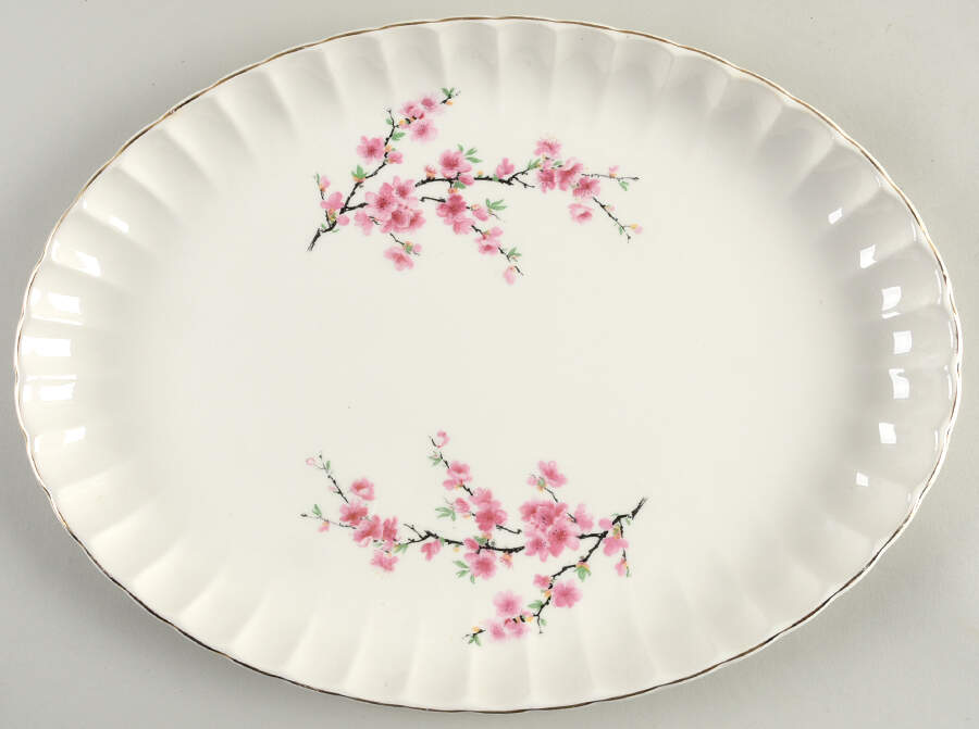 Peach Blossom (Bolero) 16" Oval Serving Platter by WS George-1