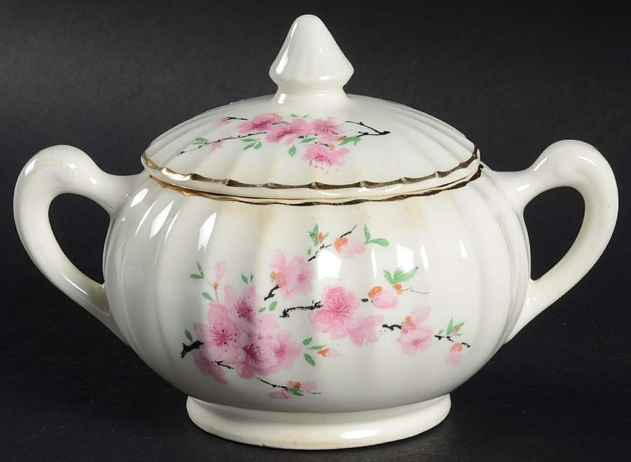 Peach Blossom (Bolero) Sugar Bowl & Lid by WS George-1