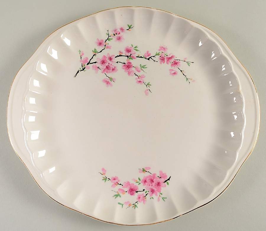 Peach Blossom (Bolero) Handled Cake Plate by WS George-1