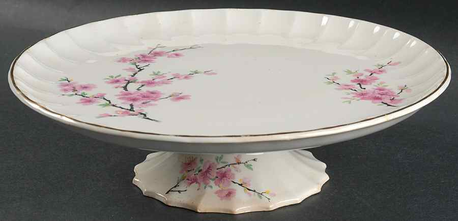 Peach Blossom (Bolero) 10" Diameter Pedestal Cake Stand by WS George-1