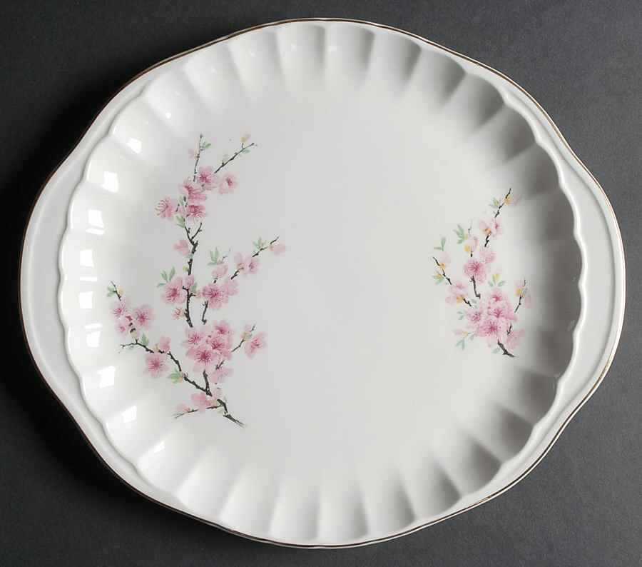 Peach Blossom (Bolero) Handled Cake Plate by WS George-1