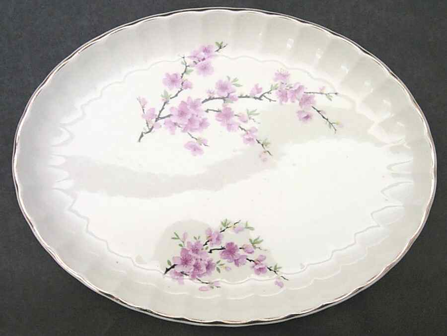 Peach Blossom (Bolero) 11" Oval Serving Platter by WS George-1