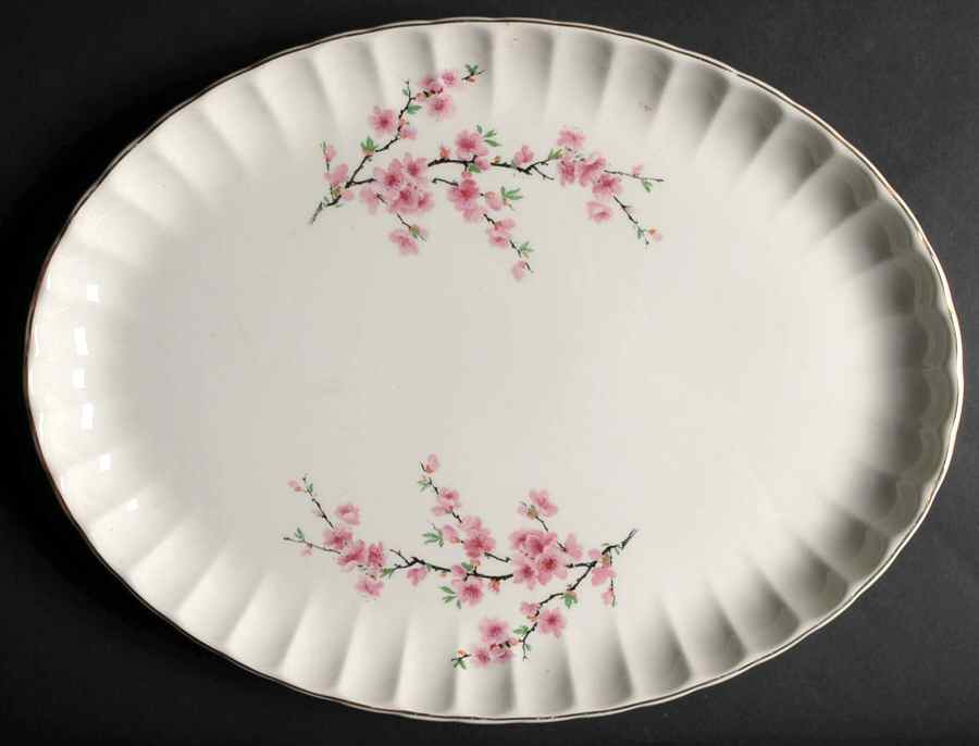 Peach Blossom (Bolero) 15" Oval Serving Platter by WS George-1