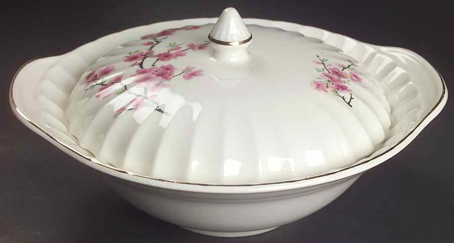 Peach Blossom (Bolero) Round Covered Vegetable by WS George-1