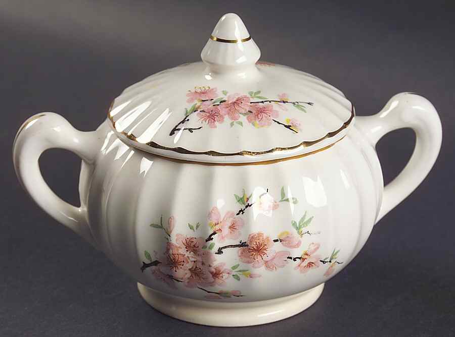 Peach Blossom (Bolero) Sugar Bowl & Lid by WS George-1