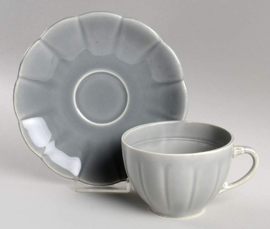 Petalware Dark Gray Flat Cup & Saucer Set by WS George-1